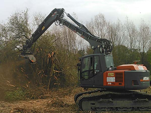  Holzgreifer am Bagger, Lkw mit Muldenaufbau, Traktor mit Muldenkipper, Lkw zur Selbstbeladung Kran-Holzgreifer-Mulde