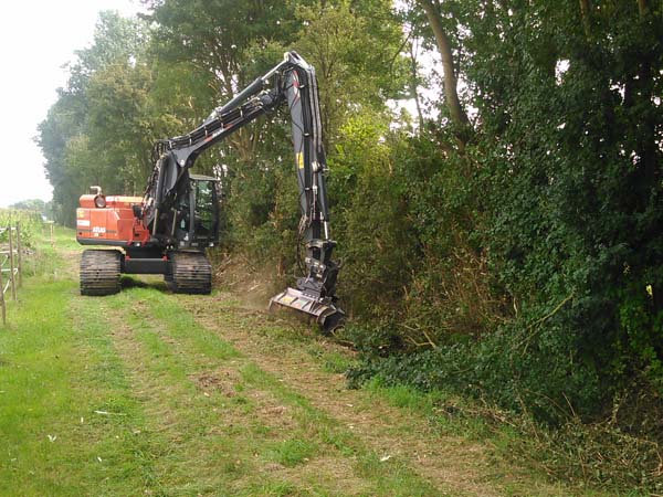Forstmulcher am Kurzheck-Moorkettenbagger Forstmulcher am Kurzheck-Moorkettenbagger